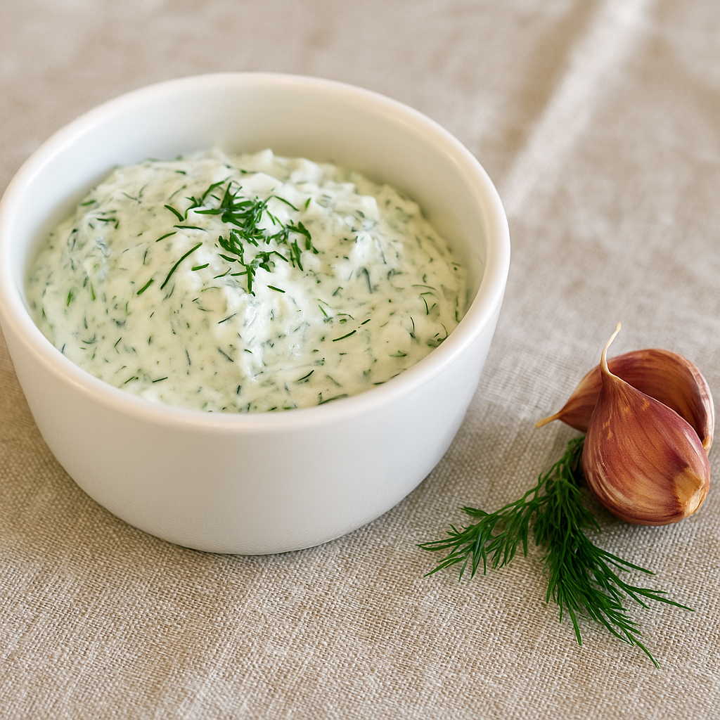 Gaivusis graikiškas Tzatziki – kremiškas jogurto ir agurkų padažas