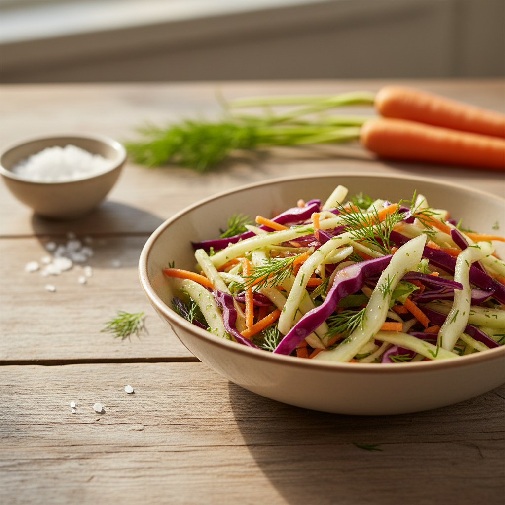 Gaivios ir gardžios saldžiarūgštės šviežių kopūstų salotos: vasariškas skonis jūsų stalui