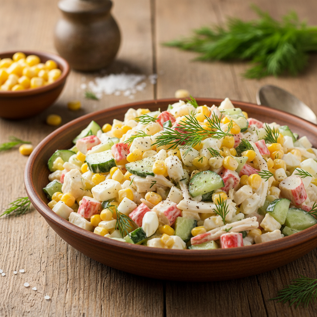 Lengvai paruošiamos krabų salotos: paprasti ingredientai ir puikus skonis