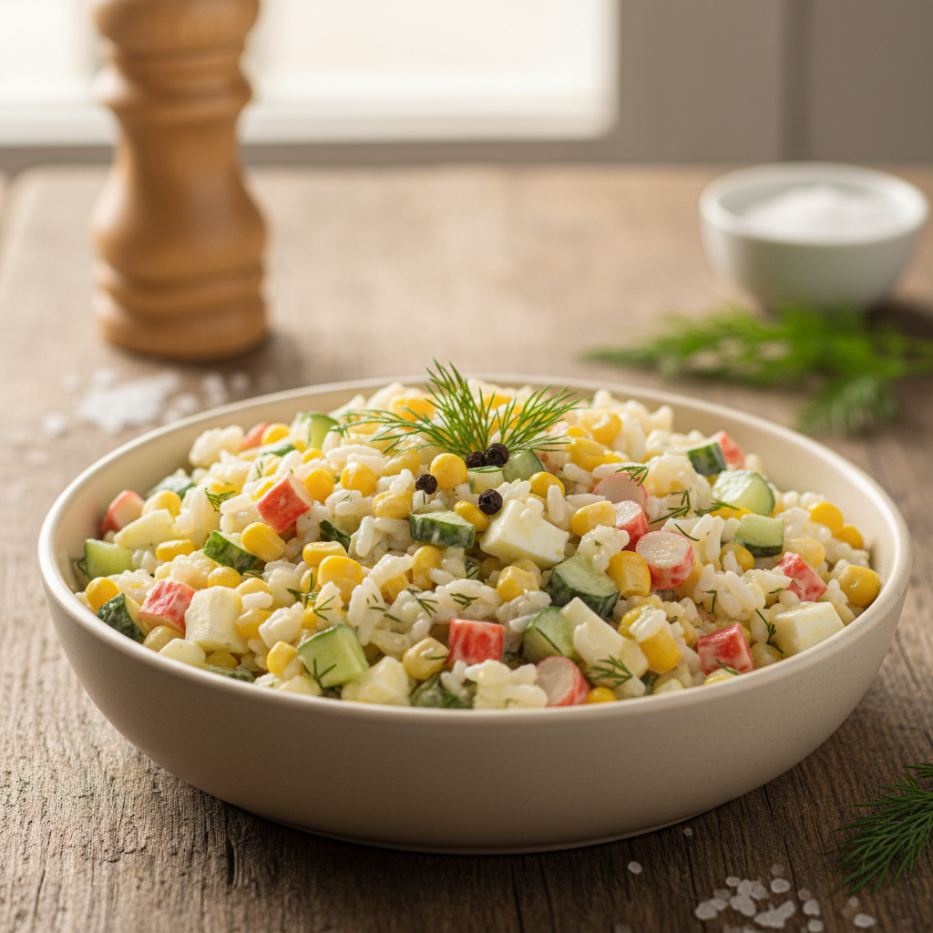 Krabų lazdelių salotos: receptas, kuris pavyks kiekvienam