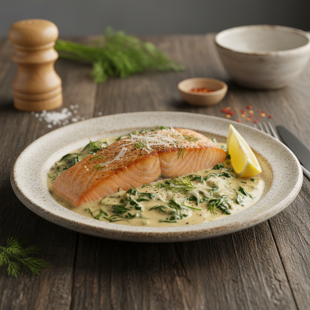 Lašiša grietinėlės padaže: receptas tobulai vakarienei