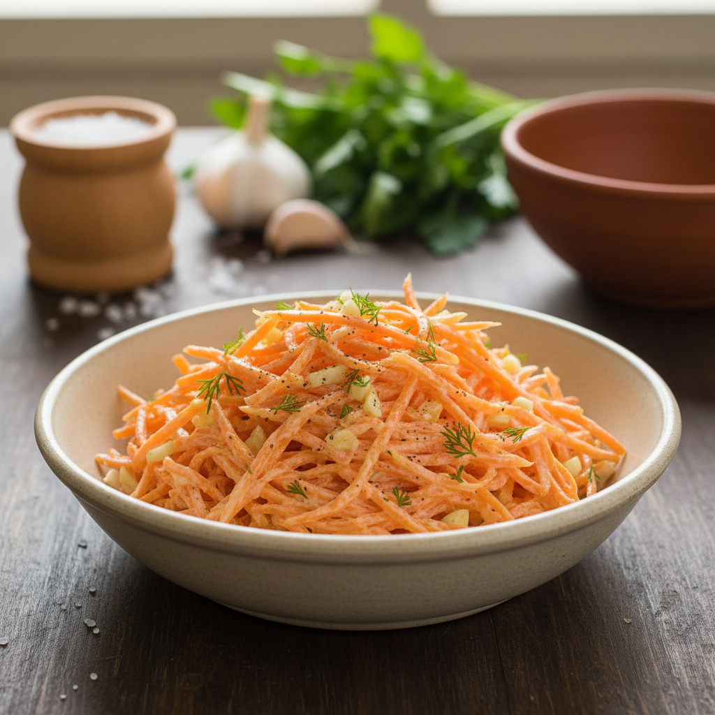 Morkų salotos su česnaku: skonis, primenantis vaikystę