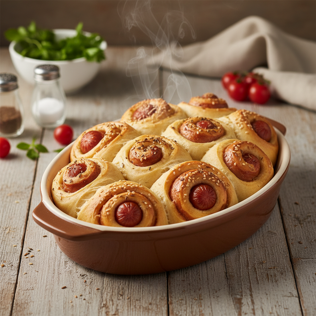 Purios bandelės su dešrelėmis: paprastas receptas namams