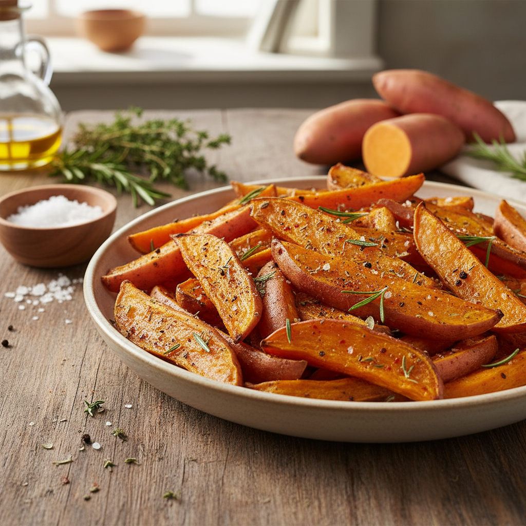 Saldžios bulvės orkaitėje: sveikesnė bulvyčių alternatyva