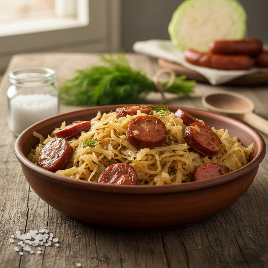 Troškinti kopūstai su dešrelėmis: pigus ir sotus receptas