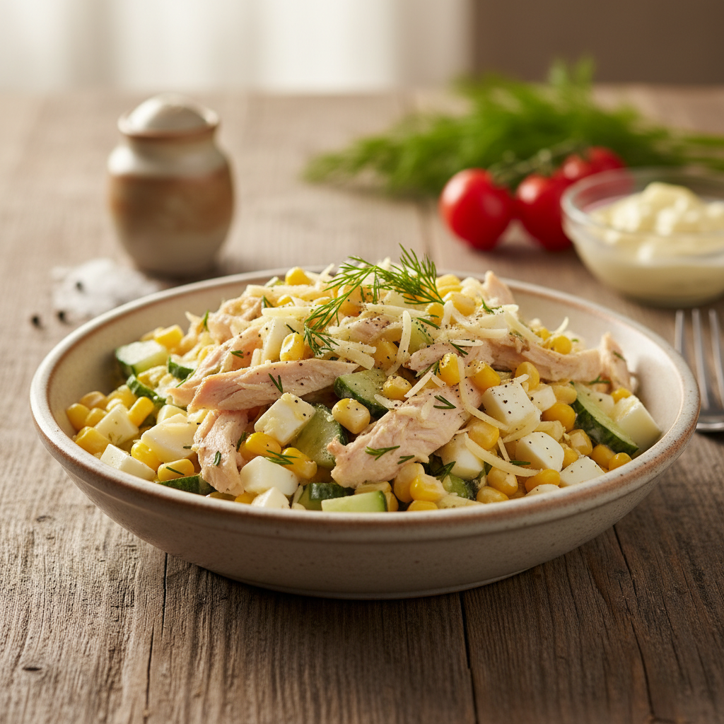 Salotos su rūkyta vištiena: paruošite vos per 10 minučių