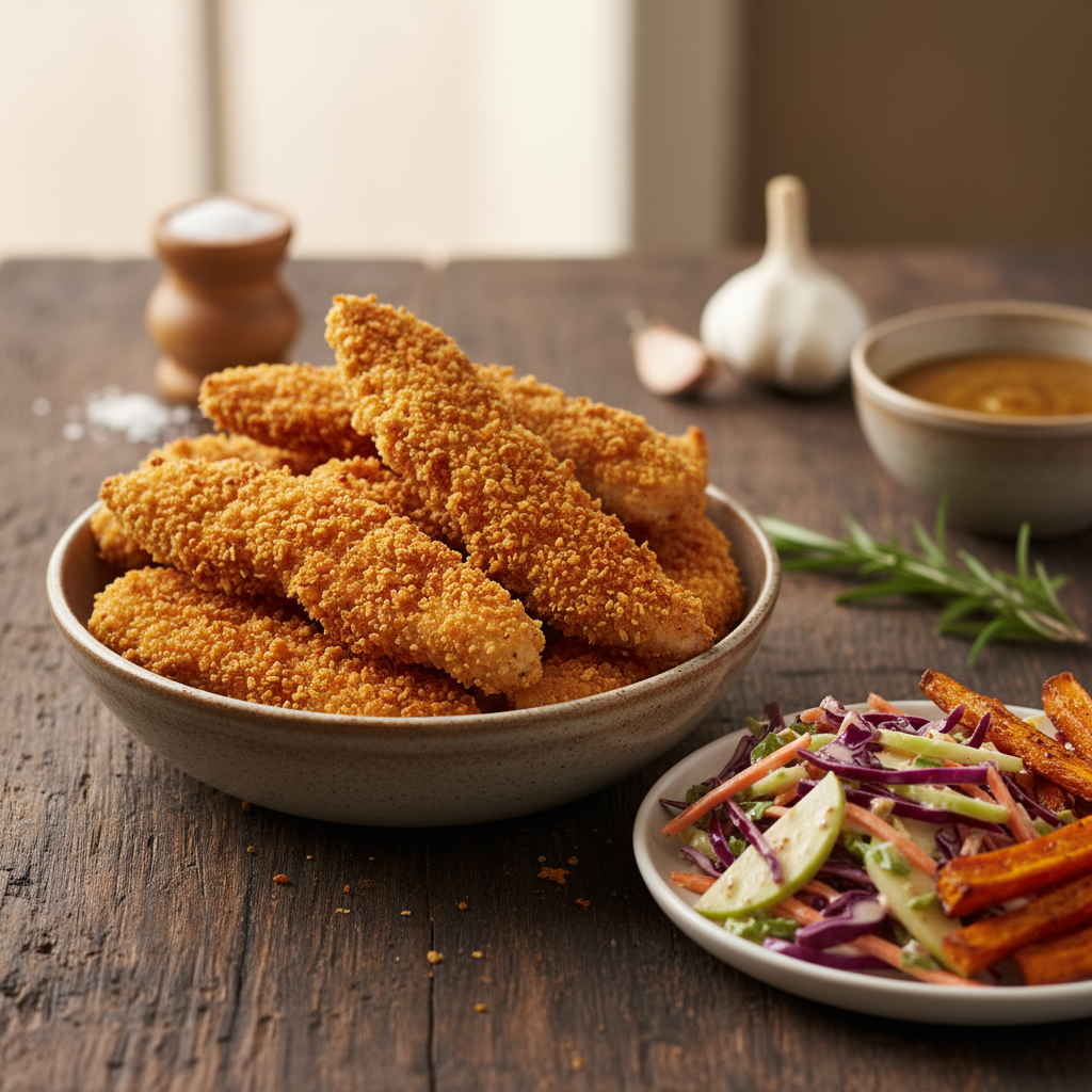 Traškios vištienos juostelės orkaitėje: sveikas receptas